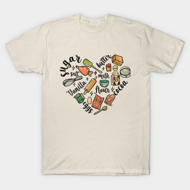 baking ingredients heart T-Shirt by Ballari